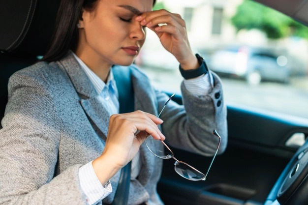 side-view-businesswoman-having-headache-car_23-2148766986.jpg | Lo Scopribenessere mal d'auto